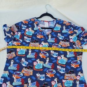 Dickies, Dark Blue, XL,100% cotton, tag missing some printing, dogs ,Scrubs.